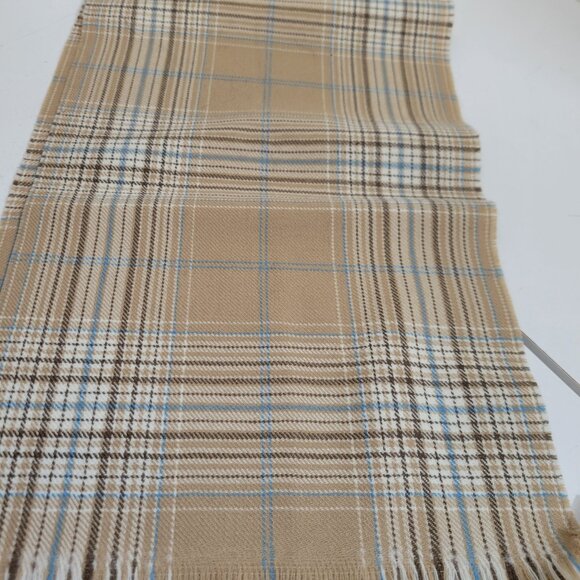 Moffat Weavers of Scotland Plaid Scarf in Tan and Beige - Picture 2 of 3